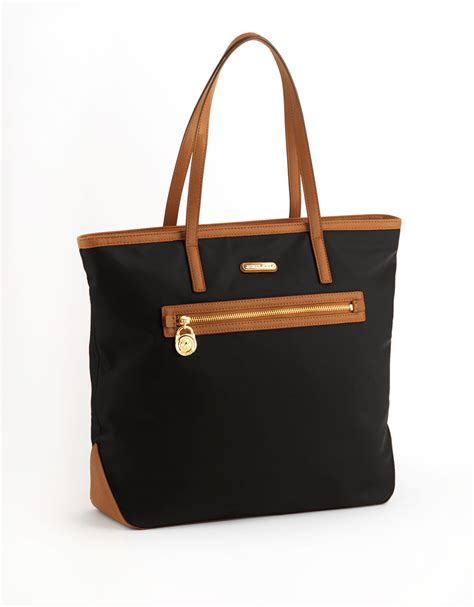 michael kors tote bag black shiny mk|michael kors black nylon tote.